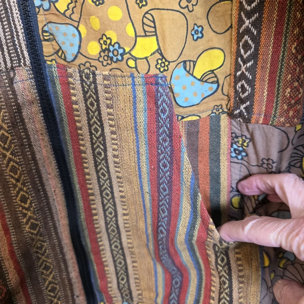 Kathmandu Boho Mushroom Patchwork Jacket XL Hooded Zip-Up Multicolor Festival - Picture 7 of 15